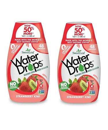 Sweetleaf Stevia Strawberry Kiwi Waterdrops 2.1 oz(64ml),Pack of 2