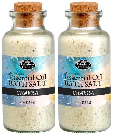 Fabulous Frannie Aromatherapy Chakra Essential Oil Mineral Bath Salt 2pk/7oz Each Made with Grapefruit  Cassia  Frankincense  Ylang Ylang & Sweet Orange Pure Essential Oils.