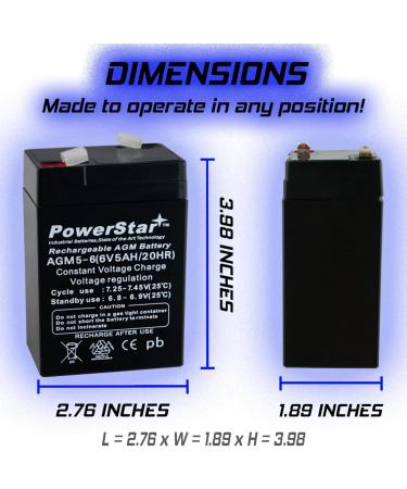 Buy PowerStar 6V 4.5AH SLA Battery - 2 Year Warranty Replaces elb06042 es4-6 ps-640 gp640-2PK - International Shipping Available - Buy Online on SooperMarket.com