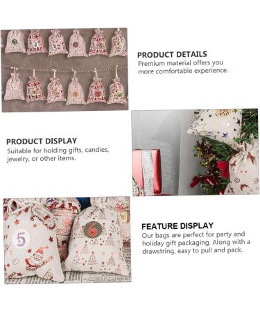 PLAFOPE 1 Set Countdown Christmas Bag Christmas Decoration Bags Advent Calendar Bag Linen Blue 10x14x0.5cm Blue - Buy Online on SooperMarket.com
