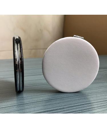 Zcooooool Round Folding Makeup Mirror 8CM - Professional Double-Sided Compact Mirror, PU Surface, Handbag Mirror, White - Buy Online on SooperMarket.com