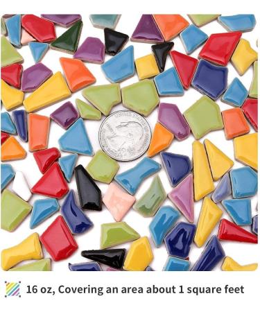 Youway Style 454g Ceramic Mosaic Tiles for Crafts - Bulk Broken Tiles for Mosaic Kits - 1lb Mosaic Craft Supplies - Multicolor - Buy Online on SooperMarket.com