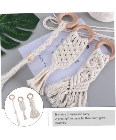 Vicasky 3 Pcs Handwoven Cotton Rope Dental Care Toys - Bitter Cotton Bite Sticks & Rings for Toddlers | Safe Handmade Beech Teething Relief - Buy Online on SooperMarket.com