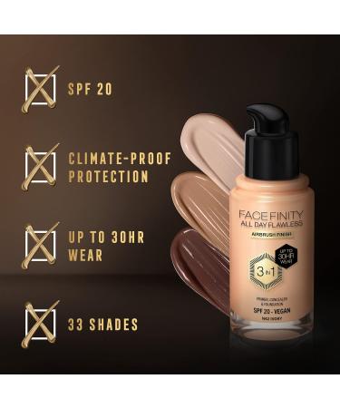 Max Factor Facefinity 3-in-1 All Day Flawless Liquid Foundation SPF 20 - 42 Ivory 30ml - Pack of 1 - Buy Online on SooperMarket.com