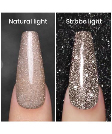 RARJSM Reflective Glitter Gel Polish - Sparkly Nude Brown for Winter Nail Art | 7.5ML UV LED Manicure - Buy Online on SooperMarket.com