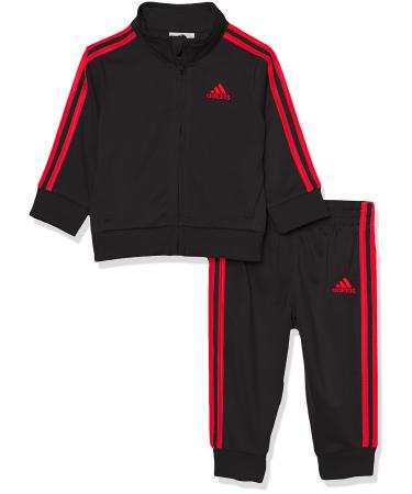 adidas boys 2 Piece Classic Tricot Track Set 12 Months Black With Scarlet