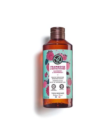 Yves Rocher Raspberry and Peppermint Energizing Bath and Shower Body Gel - 400 ml. / 13.5 fl.oz. Raspberry and Peppermint 13.5 Fl Oz (Pack of 1)