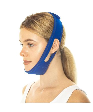 Double Chin Reducer Face Lifting Band | Anti Snoring Chin Strap - Blue - Buy Online on SooperMarket.com