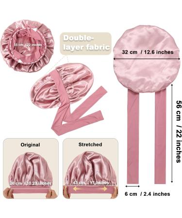 AWAYTR 2 Layered Satin Bonnet for Women Tie Band Hair Bonnet for Sleeping Silk Sleeping Cap with 3PCS Hair Scrunchies (Dust Rose(Bonus 3 Hair scrunchies)) - Buy Online on SooperMarket.com