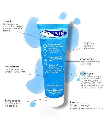TRISWIM Chlorine Removal Shampoo - 8.5 Fl Oz | Relieves Itchy Scalp & Removes Chlorine Salt Water and Hard Water | Enriched with Aloe Vera | Pack of 2 - International Shipping Available - Buy Online on SooperMarket.com