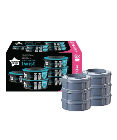 Tomme Tipee Refilling cassettes for Twist & Click Advanced diaper disposal system with sustainably related antibacterial green film film 6- Pack