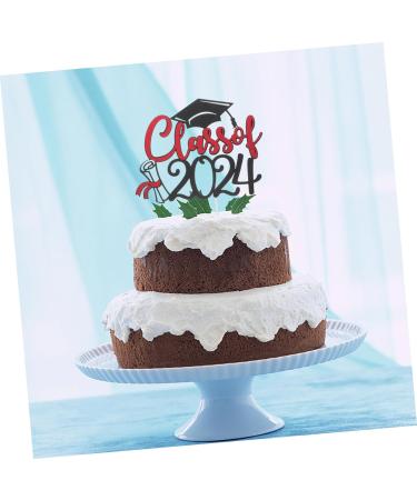 OFFSCH 5 Sets Cake Insert Top Hat Grad Party Decoration Graduation Grad Party Supplies Cupcake Decors Cake Decoration Red Paper European and American Graduation Season Red 16.00X13.00X0.10CM - Buy Online on SooperMarket.com