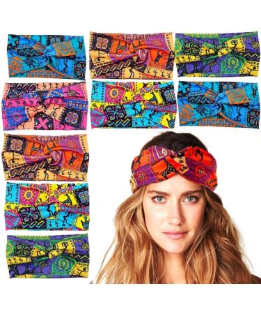 JSGHGDF Patterned Headwear Bohemia Knotted Wide Headbands Kids Adults Colorful Headpiece Fashionable and Comfortable Sweatbands Pink - Buy Online on SooperMarket.com