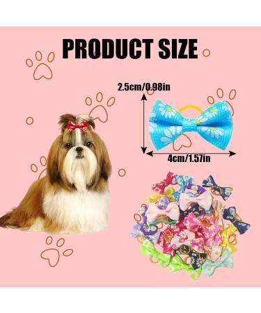Symphonyw Dog Hair Bows 28 Pcs Daisy Flower Dog Hair Bows with Elastic Rubber Bands Pet Dog Grooming Hair Bands Hair Accessories for Long Hair Puppy Kitten Dogs Cats Random Color Multi-colored B - Buy Online on SooperMarket.com