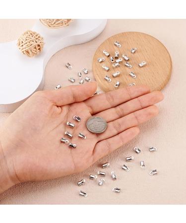 Pandahall 50pcs 304 Stainless Steel Fold Over Crimp Cord Ends for Jewelry Making 8x4mm - Buy Online on SooperMarket.com