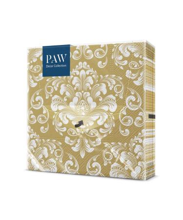PAW - Napkins 3 -layer (33 x 33 cm) I 20 pieces I Perfect for communion wedding confirmation and celebrations I paper napkins colorful I Special occasions ornaments gold i beautiful moments Beautiful moments gold