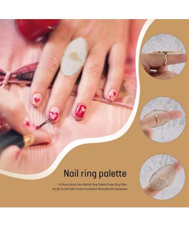 1 Pc Resin Stone Color Nail Art Ring Palette Finger Ring Plate Acrylic Uv Gel Polish Cream Foundation Mixing Nail Art Equipment - Buy Online on SooperMarket.com
