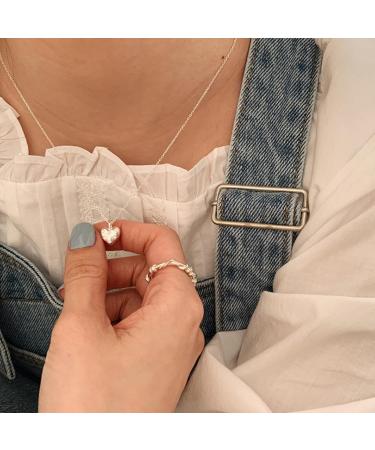 Oralgo Adjustable Heart Pendant Necklace - French Style Silver Collarbone Chain for Women & Girls - Buy Online on SooperMarket.com