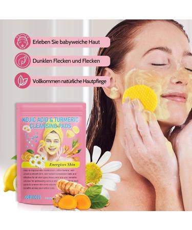 Turmeric Kojic Acid Pads 80 Pads Turmeric Cleansing Pads for Face Help Balance Skin Fat and Water Gentle and Non-Irritating - Buy Online on SooperMarket.com