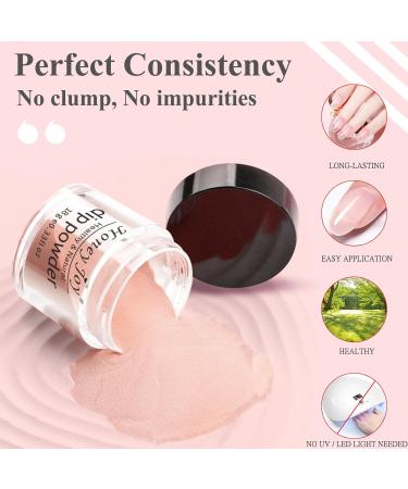 Dip Powder Nail Kit - 4 Colors Nude Pink Brown Starter Set | Acrylic Dipping System with 4 Powder & 4 Liquid 15ml Bottles - Buy Online on SooperMarket.com