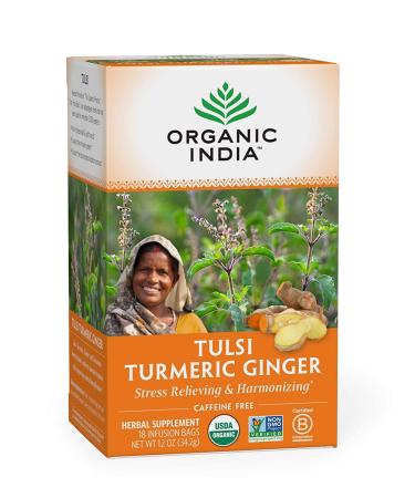 Organic India Tulsi Ginger Turmeric 18 Tea Bags 18 Count (Pack of 1)