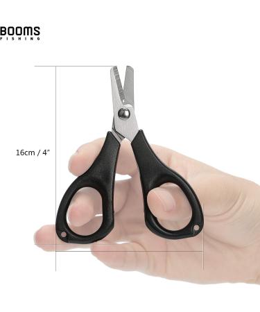 Booms Fishing S01 Braided Line Scissors Cutter | Saltwater/Freshwater Shears with Retractor | Black Serrated Fishing Tool - Buy Online on SooperMarket.com