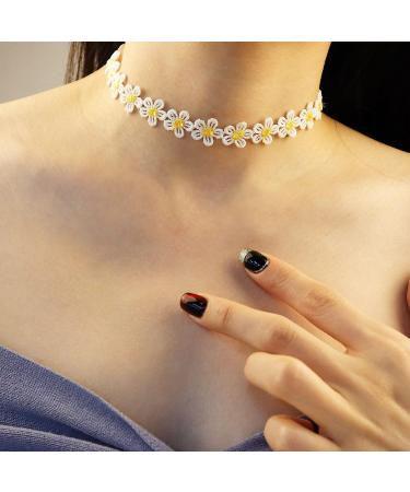 Shop Bethynas Colorful Floral Choker Necklace | Vintage Daisy Flower Neckband for Women & Teen Girls Perfect Bridal Party Neck Jewelry | Adjustable Clavicular Design - Buy Online on SooperMarket.com