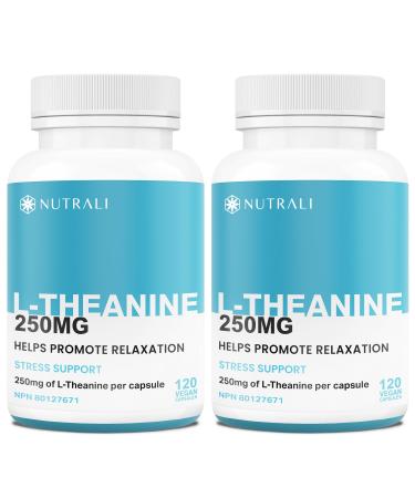 HIGH POTENCY L-Theanine Supplements 250mg Stress Support Improved Sleep Promotes Calm & Relaxation Anxiety Relief Natural Vegan Gluten Free. 120 Capsules 2 Packs 240 count (Pack of 1)
