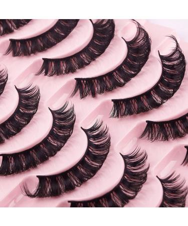 10 Pairs False Eyelashes - Russian Strip Lashes Thick DD Curl Fluffy Wispy Faux Mink Lashes Reusable Natural Soft Eye Lashes (D-001) - Buy Online on SooperMarket.com