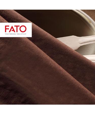 Fato Disposable Paper Napkins - 50 Pack 33x33 cm 4-Folded 2-Layer Chocolate Color Ideal for Lunch & Buffets - 100% Pure Cellulose FSC Certified - Buy Online on SooperMarket.com