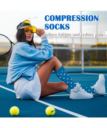 Buy Actinput Compression Stockings for Men & Women - 4 Pairs Colorful Support Socks for Sports Travel & Nursing - Blue S-M - Buy Online on SooperMarket.com