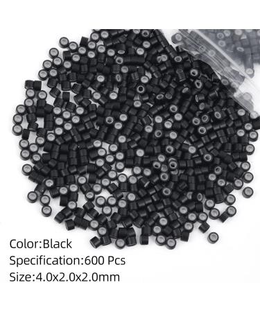 Vlasy 600 Pcs Silicone Micro Rings for I Tip Hair Extensions 4mm Micro Nano Beads Micro Links Hair Beads (Black) Micro-4mm-600Pcs Black - Buy Online on SooperMarket.com