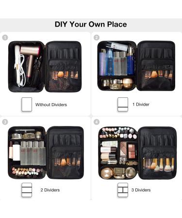 Large Makeup Bag BAGSMART Travel Cosmetic Case with Clear Toiletry Pouch | Double Layer Organizer with Adjustable Dividers | Portable Artist Storage Bag | Black & White Stripes - Buy Online on SooperMarket.com