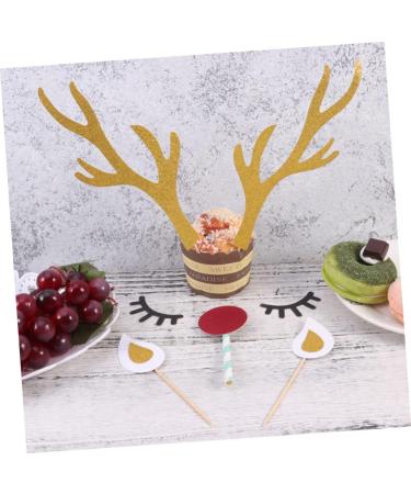 Didiseaon 10 Sets Glitter Outfit Cocktail Garnish Birthday Cake Topper Christmas Reindeer Cupcake Topper Christmas Toppers Antler Flash Plug-in Baking Paper Insert Card Child Top Hat - Buy Online on SooperMarket.com