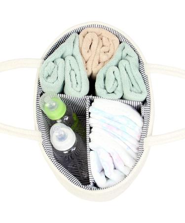 Casaphoria Large Baby Diaper Caddy Organizer - Nursery Storage Bin for Boys & Girls | Car Organizer - Cotton Rope Basket Portable Bag | Baby Shower Gift (White/Yellow 15.5 x10 x7) - Buy Online on SooperMarket.com