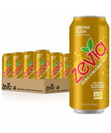 Zevia Zero Calorie Cream Soda, 16 Ounce Cans (Pack of 12) Cream Soda 16 Fl Oz (Pack of 12)