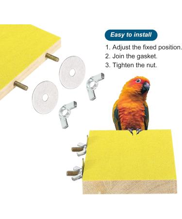 Patikil Bird Perch Stand - Wooden Playground for Small Birds Parrots & Lovebirds | Paw Grinding & Cage Accessories in Yellow - Buy Online on SooperMarket.com