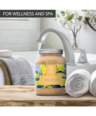 Buy 100% Natural Bath Sea Salt Vanilla 46 Oz - Relaxing Aromatherapy Bath Salts with Cinnamon Essential Oil for Beauty & Good Sleep - Buy Online on SooperMarket.com