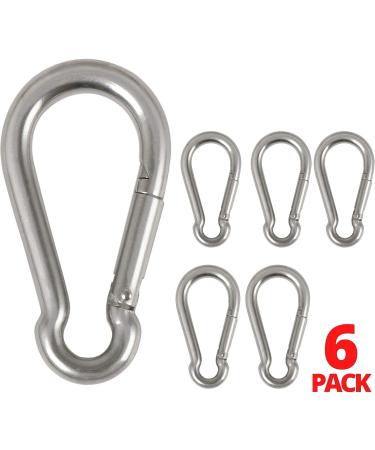 6 Pack of 2 1/4 Inches Stainless Steel Safety Spring Snap Hook Carabiner  Multi-Purpose Heavy Duty Stainless Steel Carabiner Clips for Keys Swing Set Camping Fishing Hiking Traveling - Buy Online on SooperMarket.com