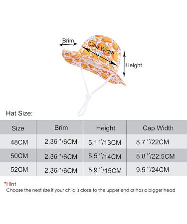 LANGZHEN Beach Sun Protection Hat for Baby Girls | Adjustable Wide Brim Toddler Kids Hat with Chin Strap | White-Orange 2-4 Years - Buy Online on SooperMarket.com