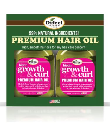 Difeel Biotin Growth & Curl Premium Hair Oil 7.1 oz. - Deluxe 2-PC Gift Set