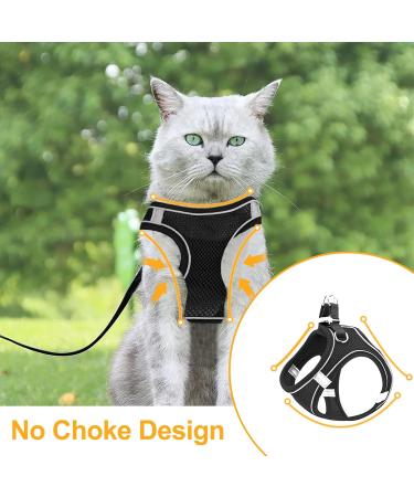 Frevoitna Cat Dishes with Leash - Adjustable Cat Harness Reflective & Breathable - Ideal for Walks (Black XS) - International Shipping Available - Buy Online on SooperMarket.com