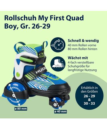Buy Hudora My First Quad Roller Skates for Kids - Adjustable Sizes & Colors - High-Quality Safe Lightweight & Ideal for Children up to 20kg - Buy Online on SooperMarket.com