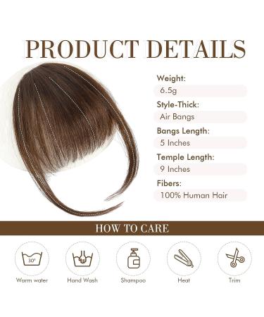 REECHO 100% Human Hair Clip in Bangs - Air Bangs Medium Brown - Buy Online on SooperMarket.com
