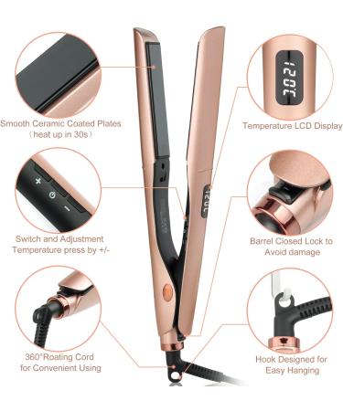 Lure & Smooth 2-in-1 Hair Smoothing & Curling Iron - Ceramic Waves for All Hair Types - LCD Display - Perfect Halloween Gift (Pink) - Buy Online on SooperMarket.com