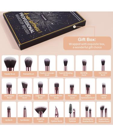 20-Piece Professional Makeup Brush Set | Travel Kabuki & Eyeshadow Brushes in Gift Box - Best for Makeup Lovers - Buy Online on SooperMarket.com