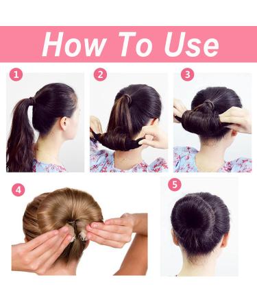 4 Pieces Dutt Pillow Set - Large Donut Hair Bun Maker & Updo Accessories for Girls (Black Brown Cream White) | International Shipping Available - Buy Online on SooperMarket.com