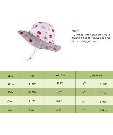 LANGZHEN Baby Girls Sun Protection Hat with Chin Strap | Toddler Kids Wide Brim Play Hat | Flamingo Pink + White | 1-2 Years - Buy Online on SooperMarket.com