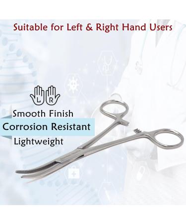 Multifunctional Hemostat Forceps 5" in Length with Curved Serrated Jaws Used as Fishing Pliers Ear Piercing Clamp and Pet Ear Nose Hair Pull Locking Tool Made of High Grade Stainless Steel - Buy Online on SooperMarket.com