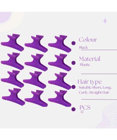 Head Jog 12 Pack Butterfly Hair Clips Accessories for Sectioning and Styling. Hair Clamps for Women and Men (Purple) - Buy Online on SooperMarket.com